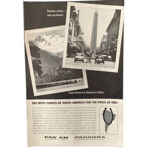 Vintage 1962 Pan Am Panagra South America Coasts Ad Advertisement